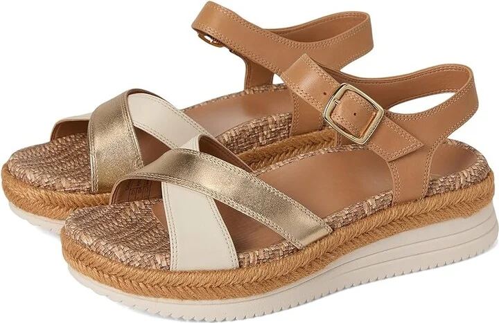 VIONIC Mar Ankle Straps Women's Sandals Camel/Gold Brown Leather : 8 M