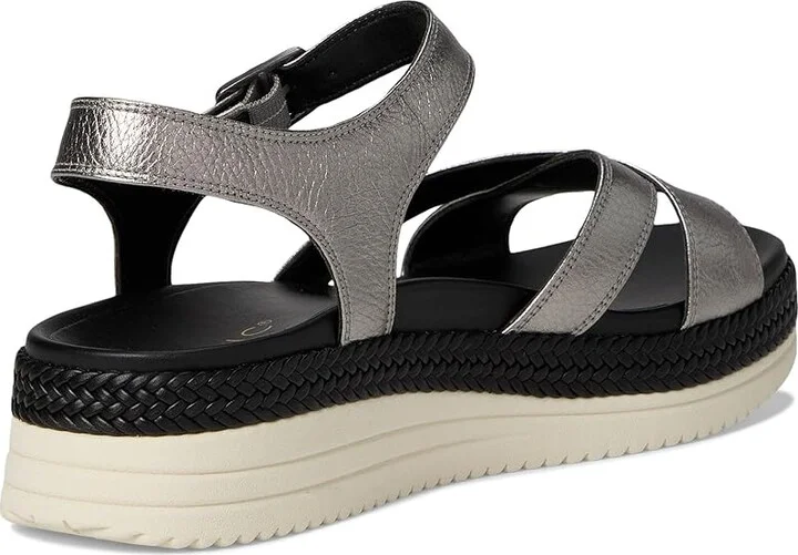 VIONIC Mar Strappy Sandals Women's Wedge Shoes Pewter Leather : 7 M - Image 4