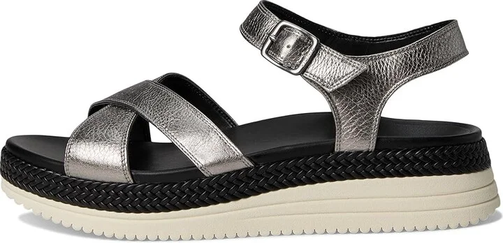 VIONIC Mar Strappy Sandals Women's Wedge Shoes Pewter Leather : 7 M - Image 6