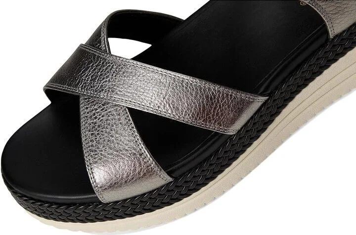 VIONIC Mar Strappy Sandals Women's Wedge Shoes Pewter Leather : 7 M - Image 7