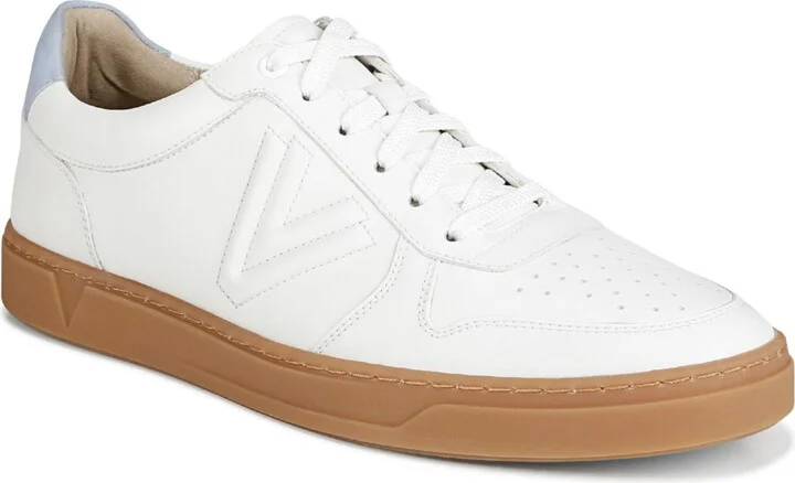 Vionic Mens Lucas Court Sneakers - White/ skyway blue leather