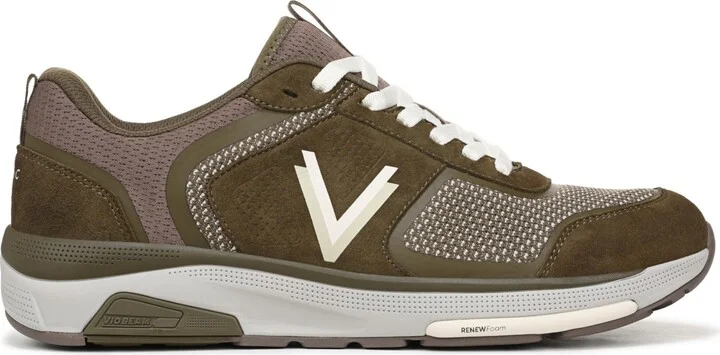 Vionic Men's Walk Strider Knit Walking Shoes - Dark olive knit/suede - Image 3
