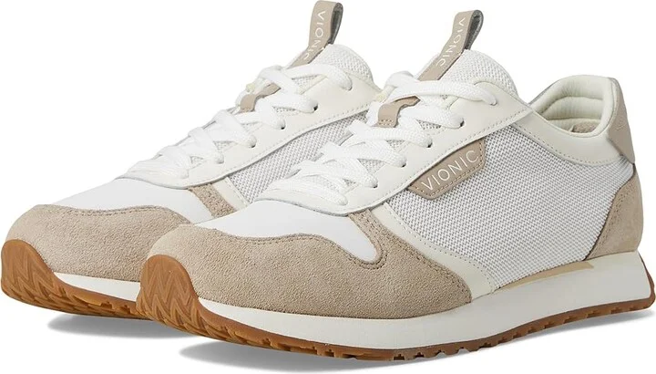 VIONIC Monarch Women's Shoes White Microfiber/Cobblestone Suede : 12 M