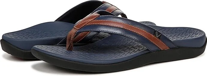 VIONIC Mtide II Men's Shoes Navy Brown Sm Leather : 10 M