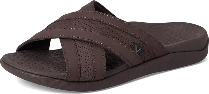 VIONIC Mtide Slide Men's Shoes Chocolate Leather : 10 M, Leather/Rubber - Image 5
