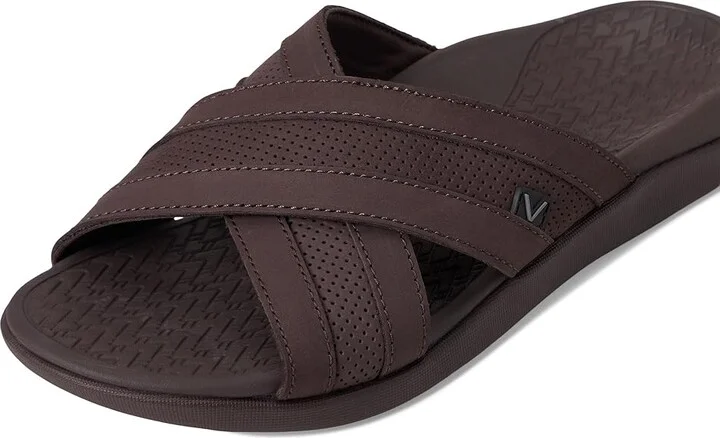 VIONIC Mtide Slide Men's Shoes Chocolate Leather : 10 M, Leather/Rubber - Image 7