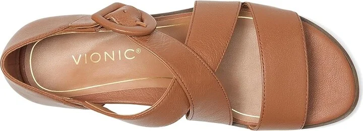 VIONIC Pacifica Women's Shoes Toffee Crinkle Leather : 9.5 W - Image 2