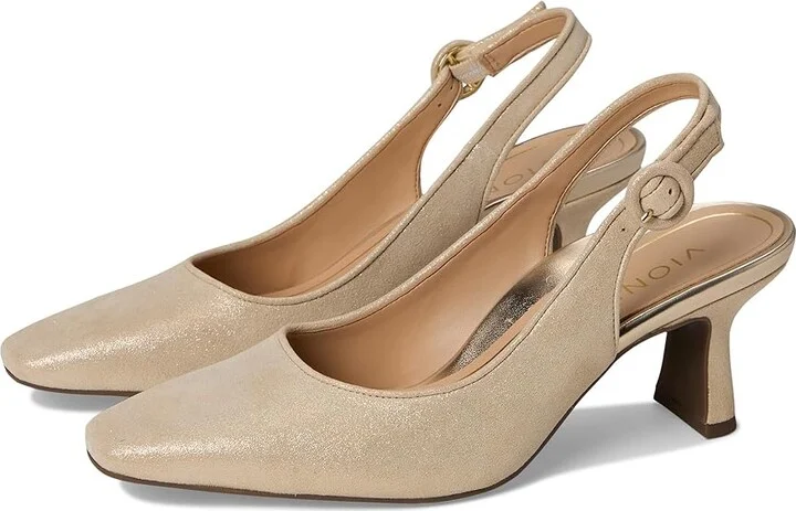 VIONIC Perris Women's Shoes Gold Metal Leather : 5 M, Suede