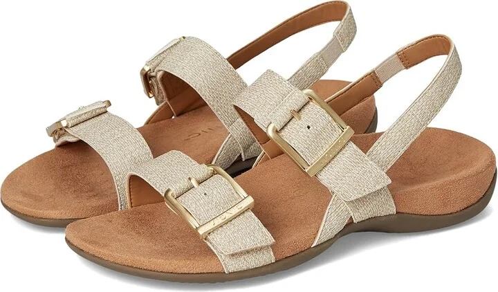 VIONIC Reese Slingbacks Women's Sandals Oatmeal Beige Synthetic Fabric : 6.5 W, Leather