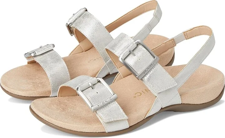 VIONIC Reese Slingbacks Women's Sandals Silver Met Synthetic Fabric : 11 M, Leather