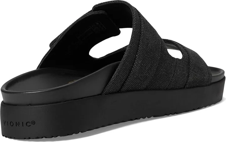 VIONIC Riviera Slide Sandals Women's Wedge Shoes Black : 7 W, Canvas - Image 4