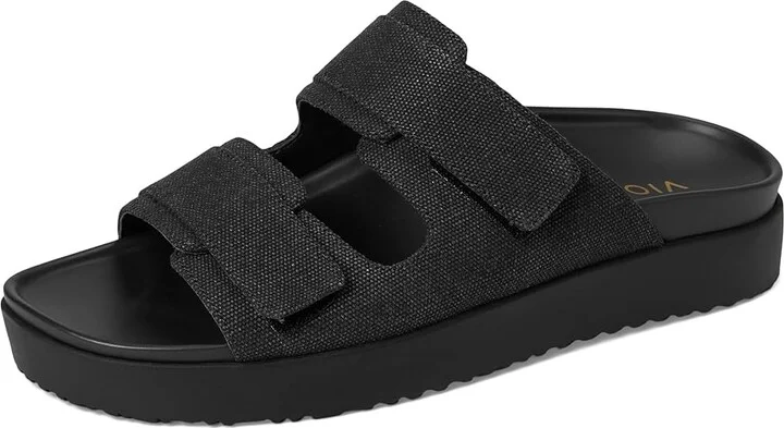 VIONIC Riviera Slide Sandals Women's Wedge Shoes Black : 7 W, Canvas - Image 5