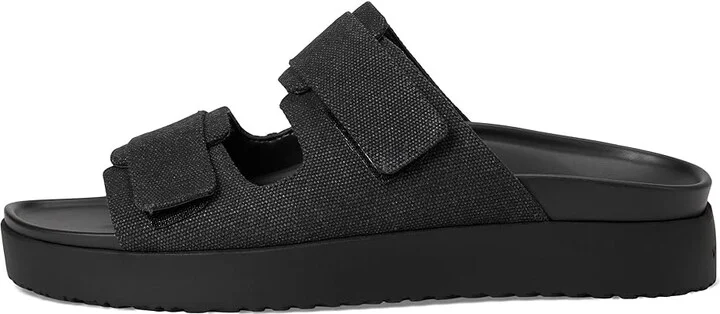 VIONIC Riviera Slide Sandals Women's Wedge Shoes Black : 7 W, Canvas - Image 6