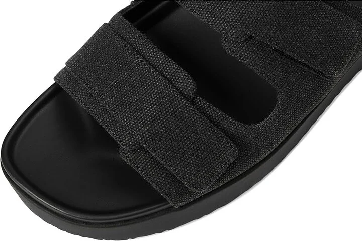 VIONIC Riviera Slide Sandals Women's Wedge Shoes Black : 7 W, Canvas - Image 7