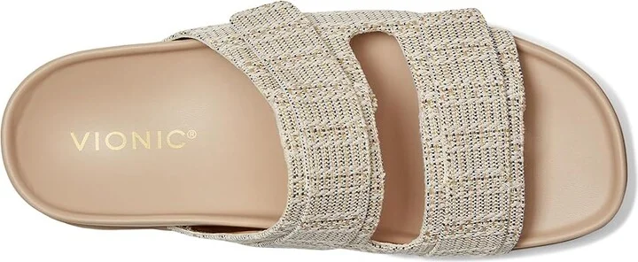 VIONIC Riviera Slide Sandals Women's Wedge Shoes Skipper Blue/Gold : 6.5 W, Canvas - Image 2
