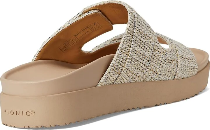 VIONIC Riviera Slide Sandals Women's Wedge Shoes Skipper Blue/Gold : 6.5 W, Canvas - Image 4