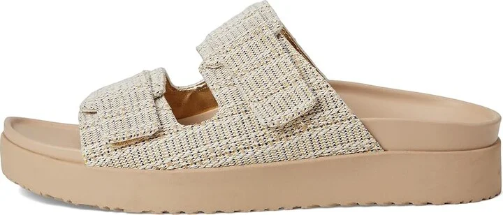 VIONIC Riviera Slide Sandals Women's Wedge Shoes Skipper Blue/Gold : 6.5 W, Canvas - Image 6