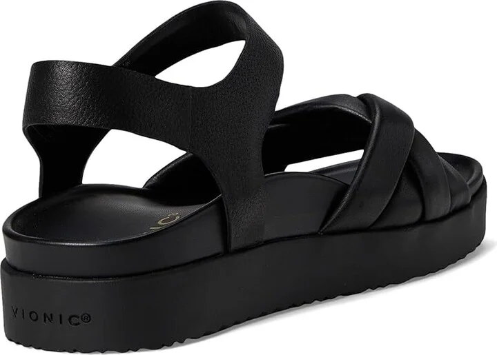 VIONIC Rosa Strappy Sandals Women's Wedge Shoes Black Leather : 8 M - Image 4
