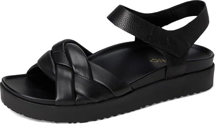 VIONIC Rosa Strappy Sandals Women's Wedge Shoes Black Leather : 8 M - Image 5