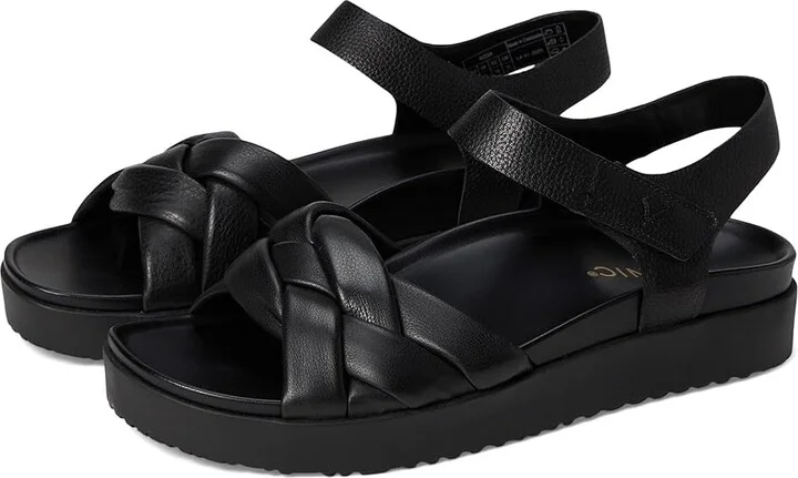 VIONIC Rosa Strappy Sandals Women's Wedge Shoes Black Leather : 8 M