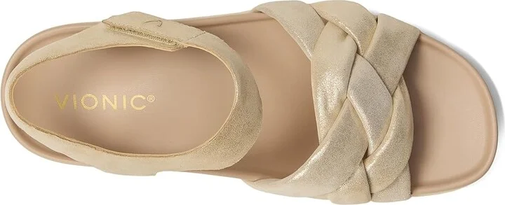 VIONIC Rosa Strappy Sandals Women's Wedge Shoes Gold Leather : 11 M - Image 2
