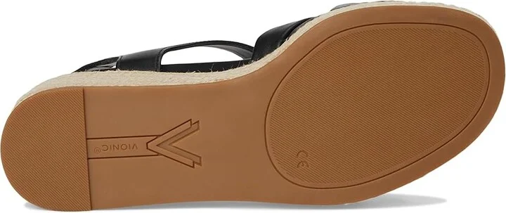VIONIC Saratoga Espadrille Sandals Women's Wedge Shoes Black Leather : 11 M - Image 3