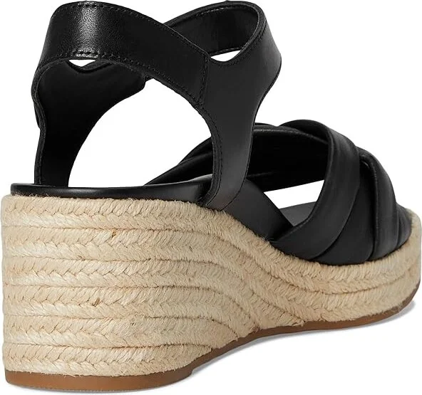 VIONIC Saratoga Espadrille Sandals Women's Wedge Shoes Black Leather : 11 M - Image 4
