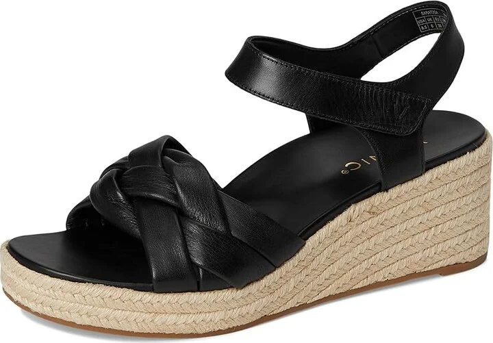 VIONIC Saratoga Espadrille Sandals Women's Wedge Shoes Black Leather : 11 M - Image 5