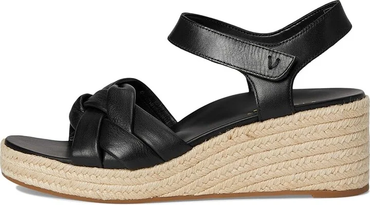 VIONIC Saratoga Espadrille Sandals Women's Wedge Shoes Black Leather : 11 M - Image 6