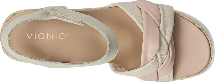 VIONIC Saratoga Espadrille Sandals Women's Wedge Shoes Cream/Cameo Rose : 9 W, Leather - Image 2