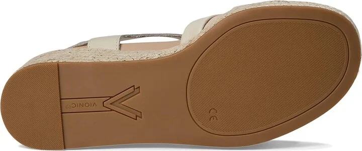 VIONIC Saratoga Espadrille Sandals Women's Wedge Shoes Cream/Cameo Rose : 9 W, Leather - Image 3