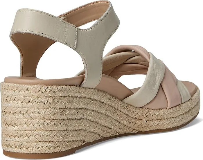 VIONIC Saratoga Espadrille Sandals Women's Wedge Shoes Cream/Cameo Rose : 9 W, Leather - Image 4