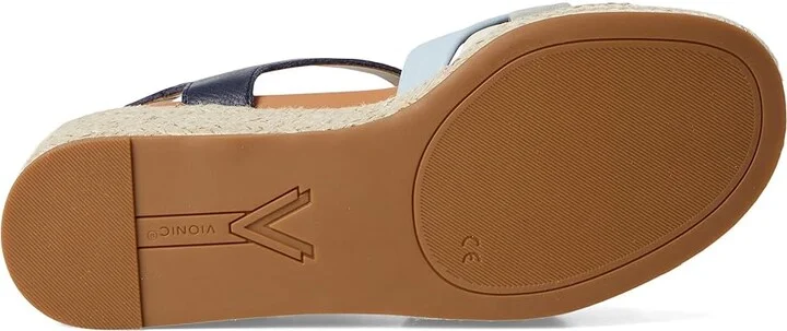 VIONIC Saratoga Espadrille Sandals Women's Wedge Shoes Navy : 10 M, Leather - Image 3