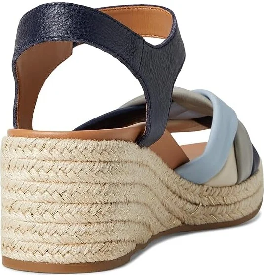 VIONIC Saratoga Espadrille Sandals Women's Wedge Shoes Navy : 10 M, Leather - Image 4