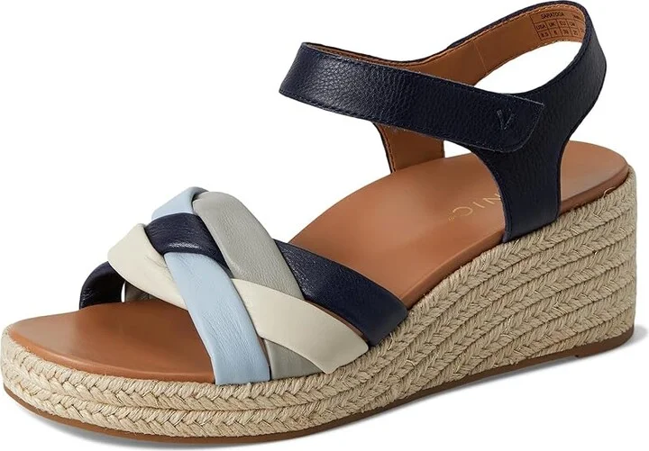 VIONIC Saratoga Espadrille Sandals Women's Wedge Shoes Navy : 10 M, Leather - Image 5