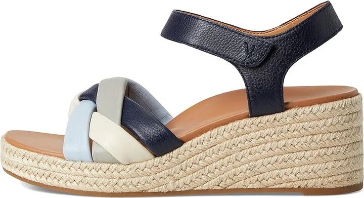 VIONIC Saratoga Espadrille Sandals Women's Wedge Shoes Navy : 10 M, Leather - Image 6