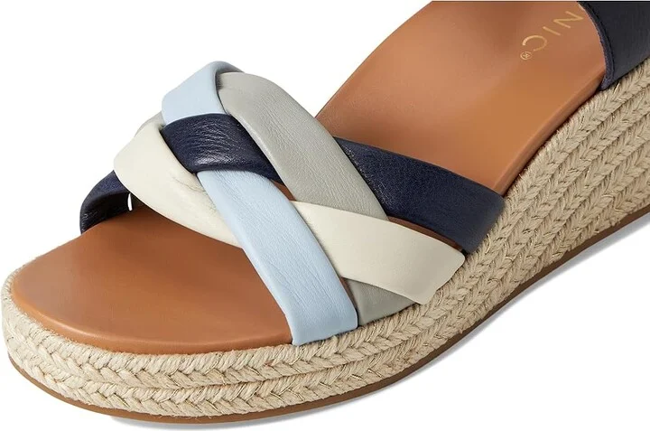 VIONIC Saratoga Espadrille Sandals Women's Wedge Shoes Navy : 10 M, Leather - Image 7