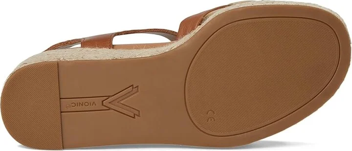 VIONIC Saratoga Espadrille Sandals Women's Wedge Shoes Tan/Gold Leather : 9 M - Image 3