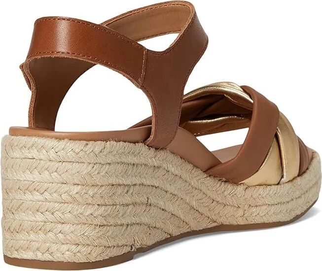 VIONIC Saratoga Espadrille Sandals Women's Wedge Shoes Tan/Gold Leather : 9 M - Image 4