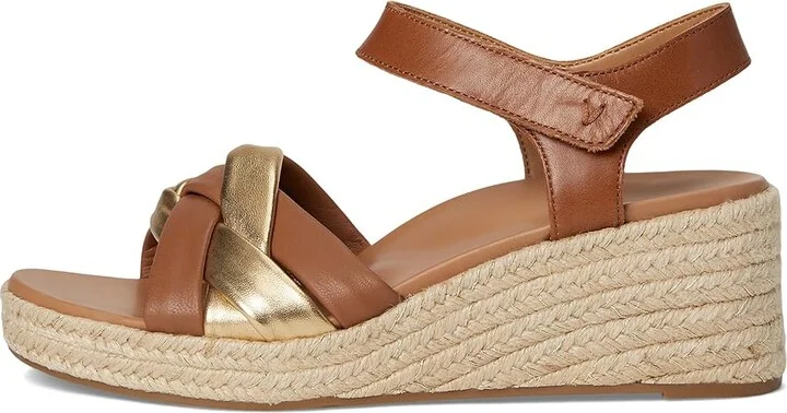 VIONIC Saratoga Espadrille Sandals Women's Wedge Shoes Tan/Gold Leather : 9 M - Image 6