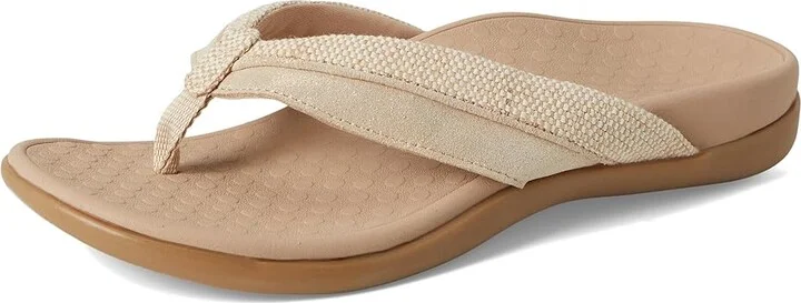 VIONIC Shore Women's Slippers Beige/Gold Leather/Canvas : 8 M - Image 5