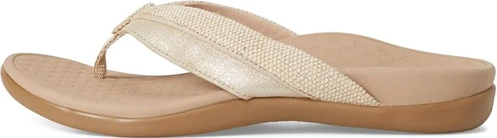 VIONIC Shore Women's Slippers Beige/Gold Leather/Canvas : 8 M - Image 6