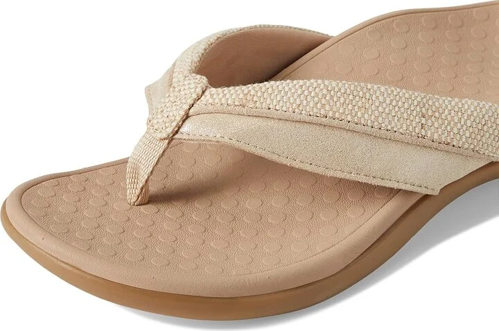VIONIC Shore Women's Slippers Beige/Gold Leather/Canvas : 8 M - Image 7