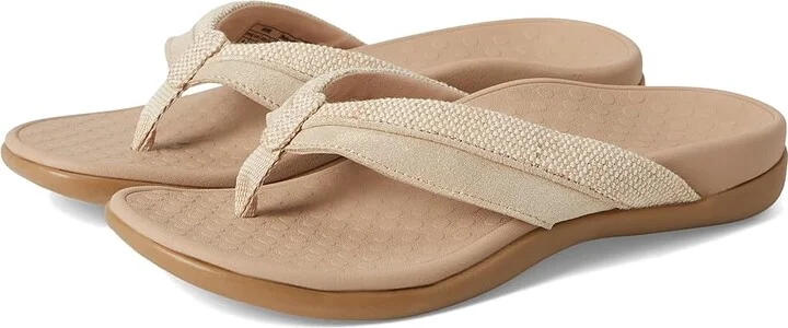 VIONIC Shore Women's Slippers Beige/Gold Leather/Canvas : 8 M