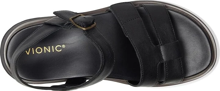 VIONIC Solana Slingback Sandals Women's Wedge Shoes Black Leather : 8 M - Image 2