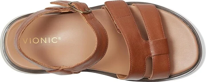 VIONIC Solana Slingback Sandals Women's Wedge Shoes Tan Leather : 7 W - Image 2