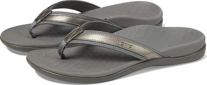 VIONIC Tide II Women's Sandals Pewter Metallic : 11 M, Leather/Synthetic