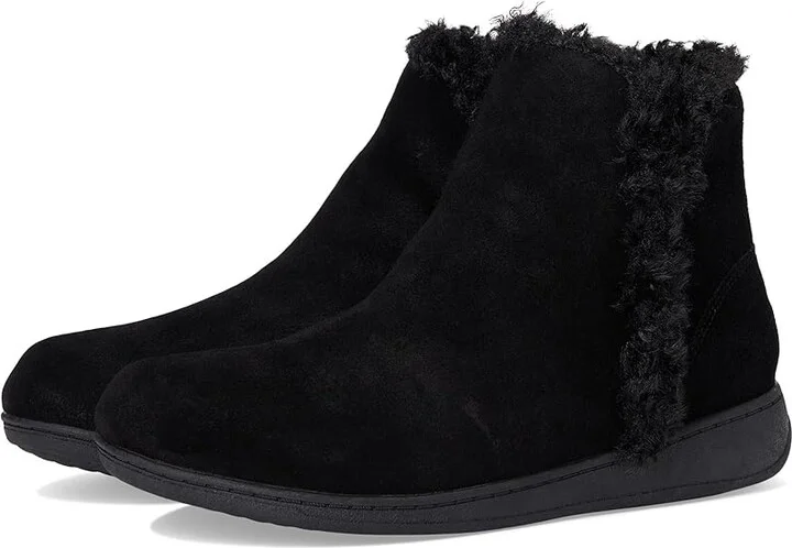 VIONIC Unwind Bootie Booties Women's Slippers Black Suede : 8 M, Microfiber/Rubber/Shearling