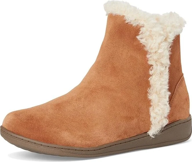 VIONIC Unwind Bootie Booties Women's Slippers Tan Suede : 5 M, Microfiber/Rubber/Shearling - Image 5