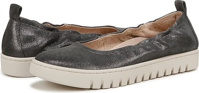 VIONIC Uptown Ballet Slip-ons Women's Flat Shoes Polluted Silver Leather : 9.5 M